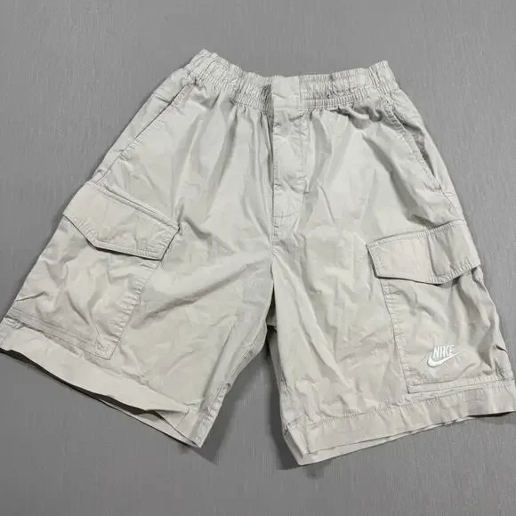 Nike Sport Essentials Mens Small Woven Utility Shorts Beige Khaki Cargo 8 in - Picture 2 of 9
